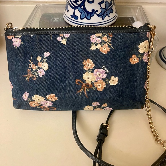 Coach Floral Denim Crossbody Bag - Picture 2 of 13